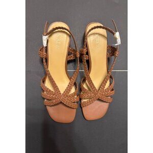 J.Crew Factory Chocolate Brown Braided Strappy Heels Block Heel Size 9 Brand New